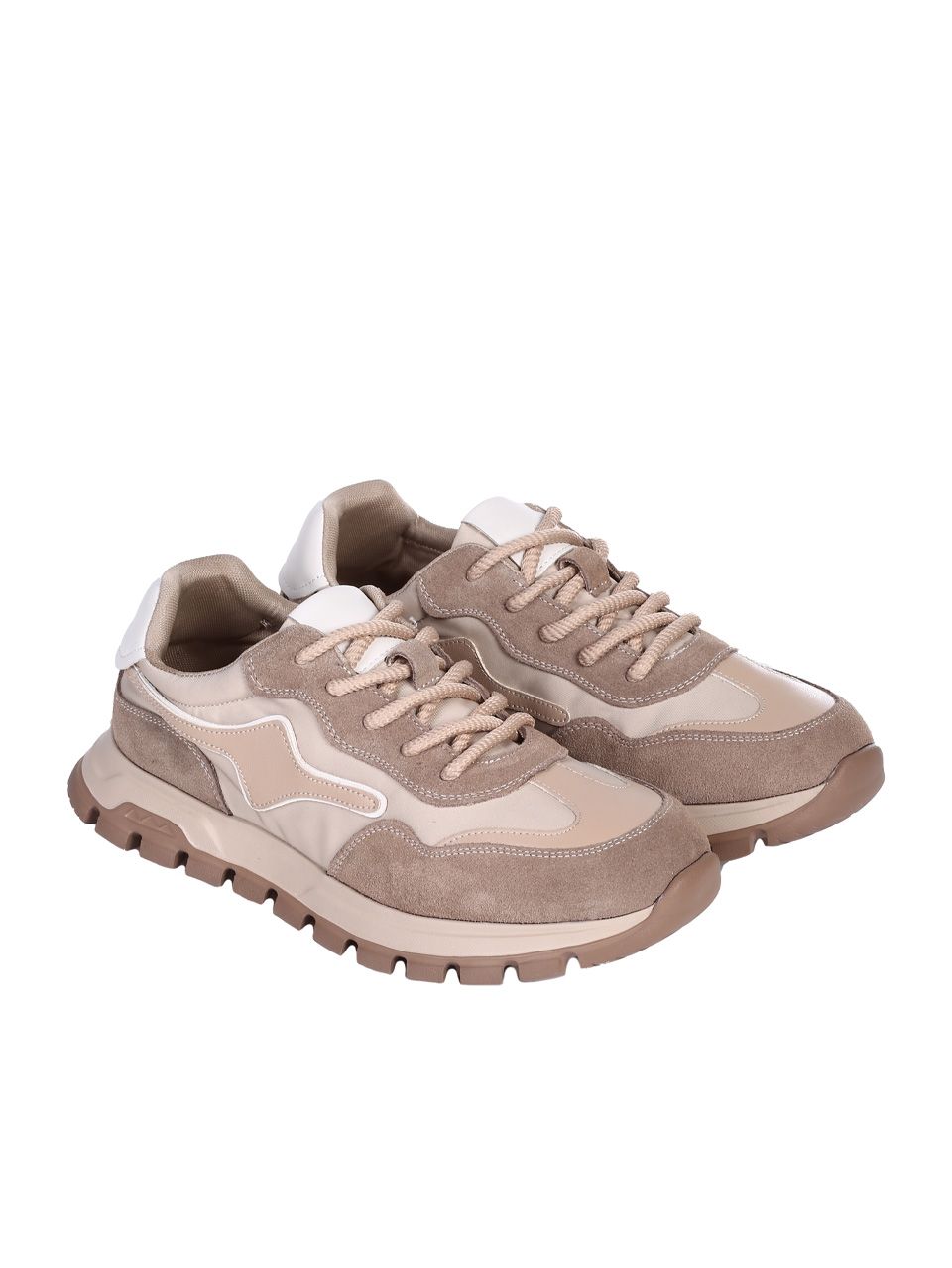 Ежедневни мъжки обувки от естествен велур в бежово 7AF-25022 beige