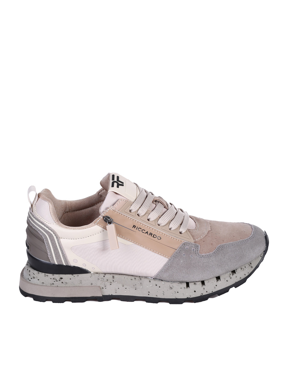 Ежедневни мъжки обувки от естествен велур и текстил в бежово 7AF-25004 beige