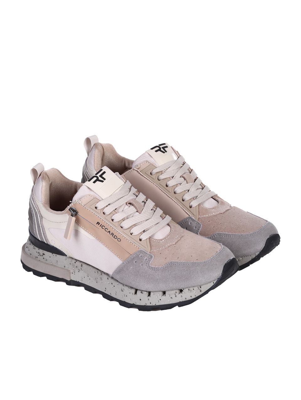 Ежедневни мъжки обувки от естествен велур и текстил в бежово 7AF-25004 beige