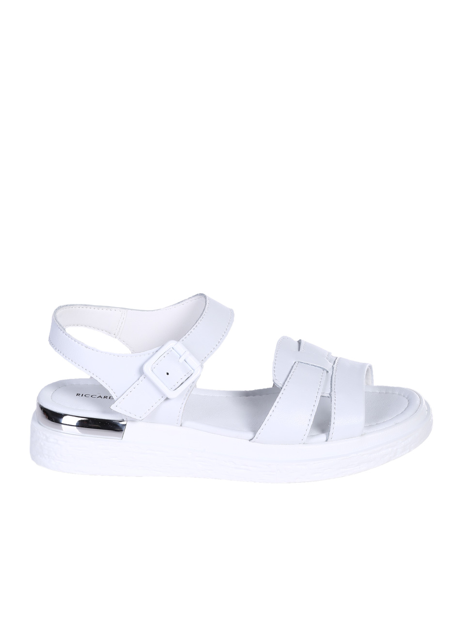 Ежедневни дамски сандали от естествена кожа в бяло 4AF-25076 white