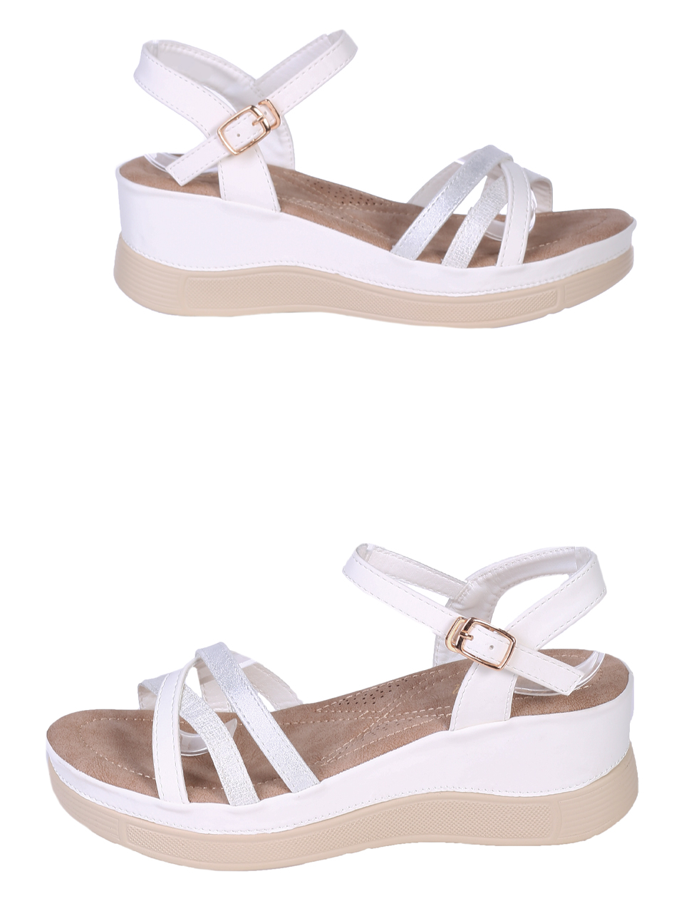 Ежедневни дамски сандали, на платформа, в бяло 4H-25159 white (24311)(23114)