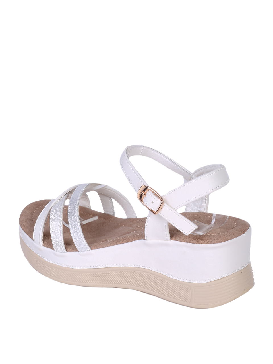 Ежедневни дамски сандали, на платформа, в бяло 4H-25159 white (24311)(23114)
