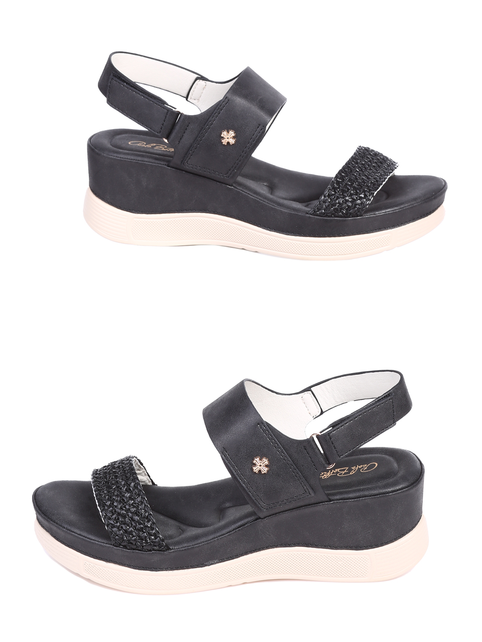 Ежедневни дамски сандали, на платформа, в черно 4H-25160 black