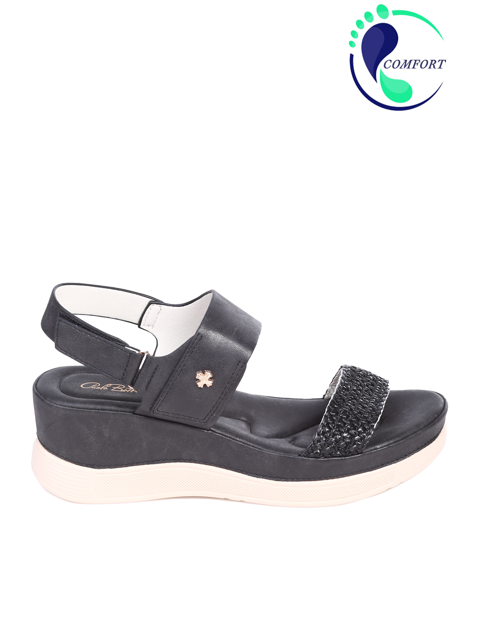 Ежедневни дамски сандали, на платформа, в черно 4H-25160 black
