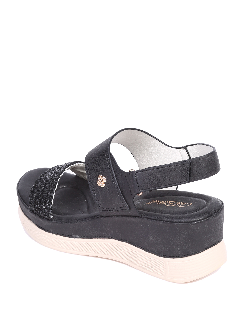 Ежедневни дамски сандали, на платформа, в черно 4H-25160 black