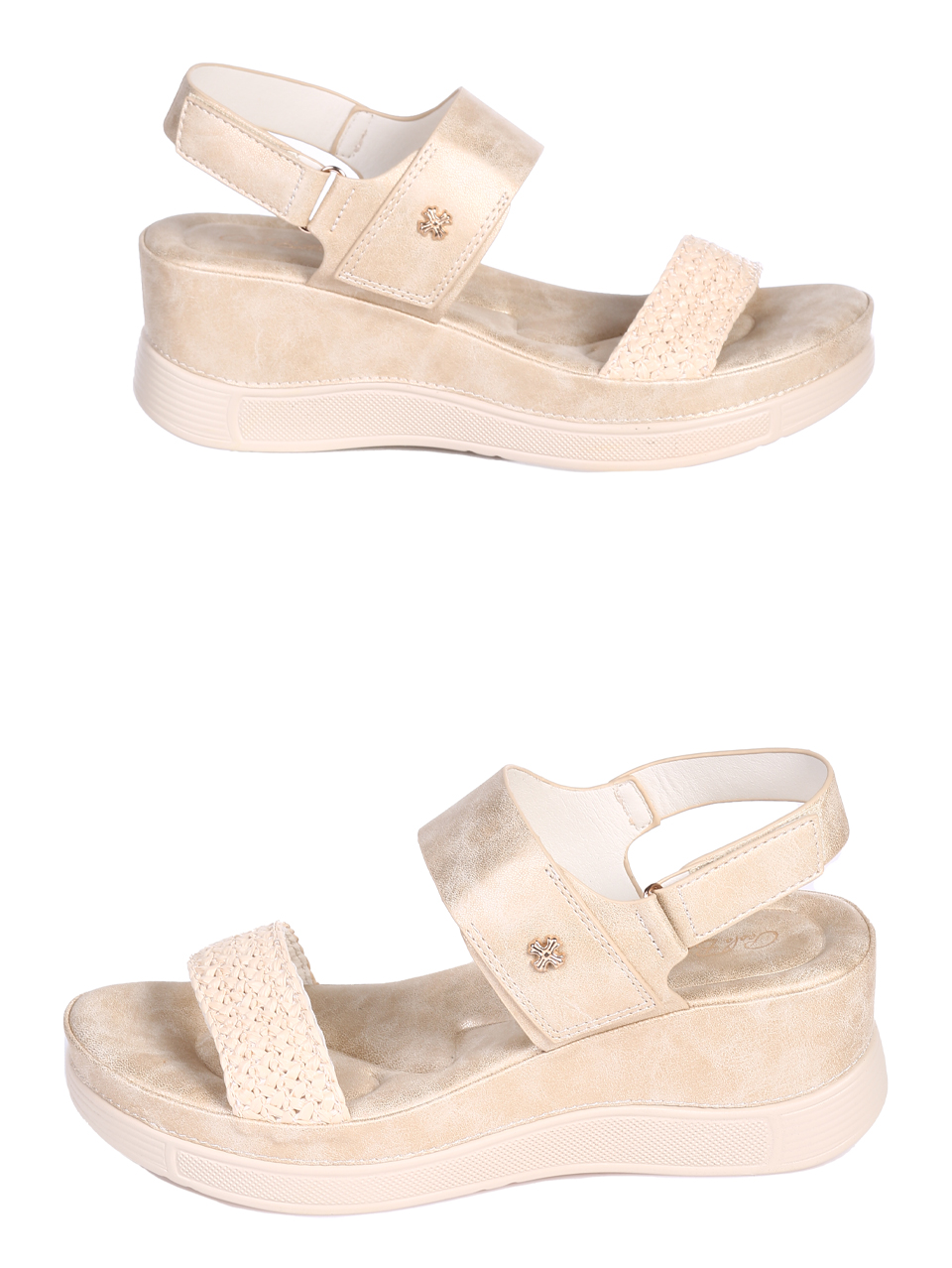 Ежедневни дамски сандали, на платформа, в бежово 4H-25160 off white