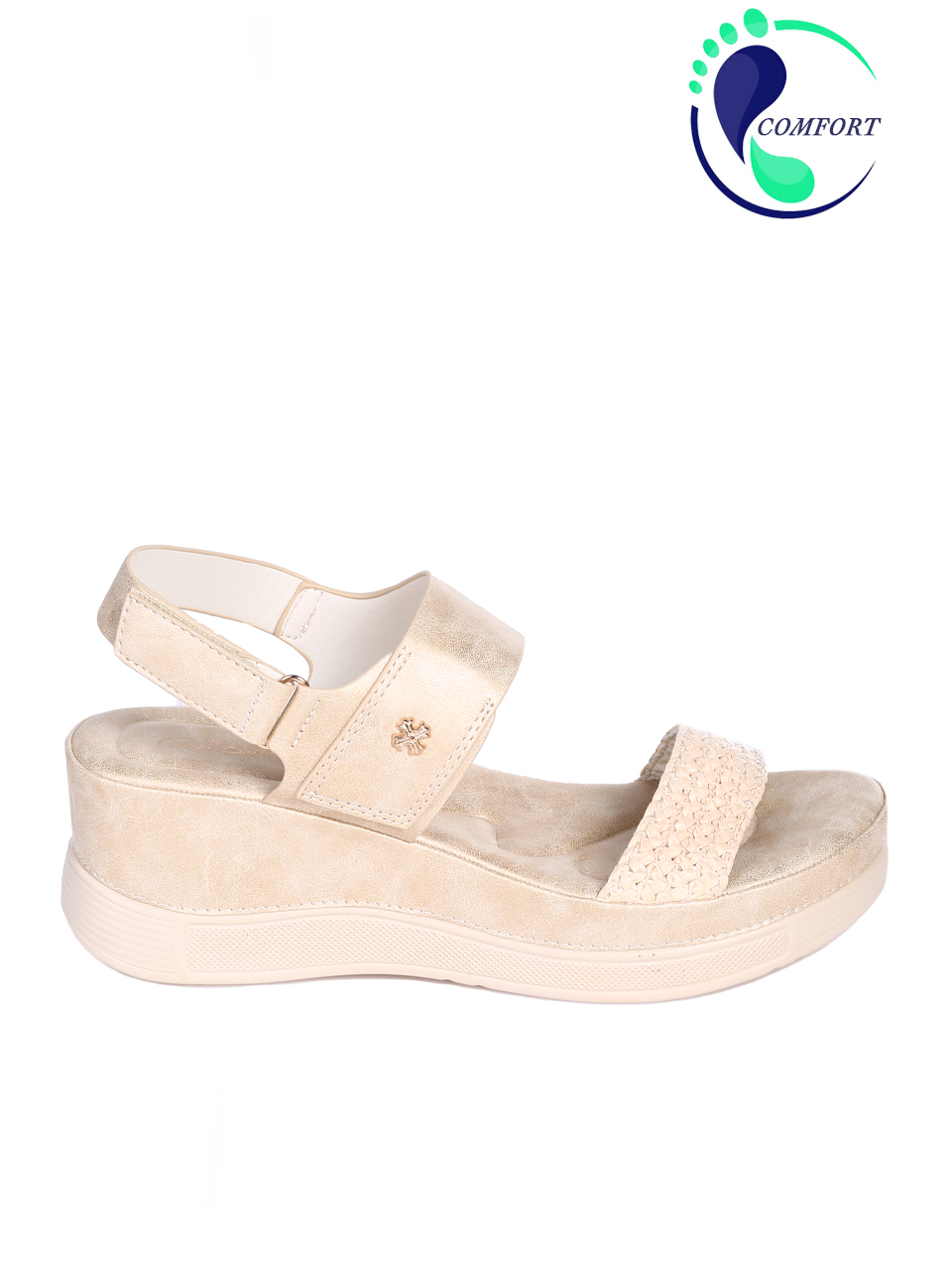 Ежедневни дамски сандали, на платформа, в бежово 4H-25160 off white