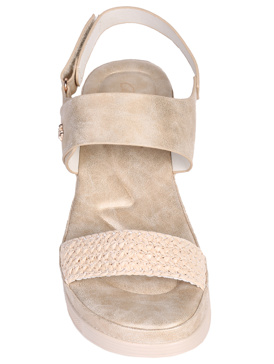 Ежедневни дамски сандали, на платформа, в бежово 4H-25160 off white