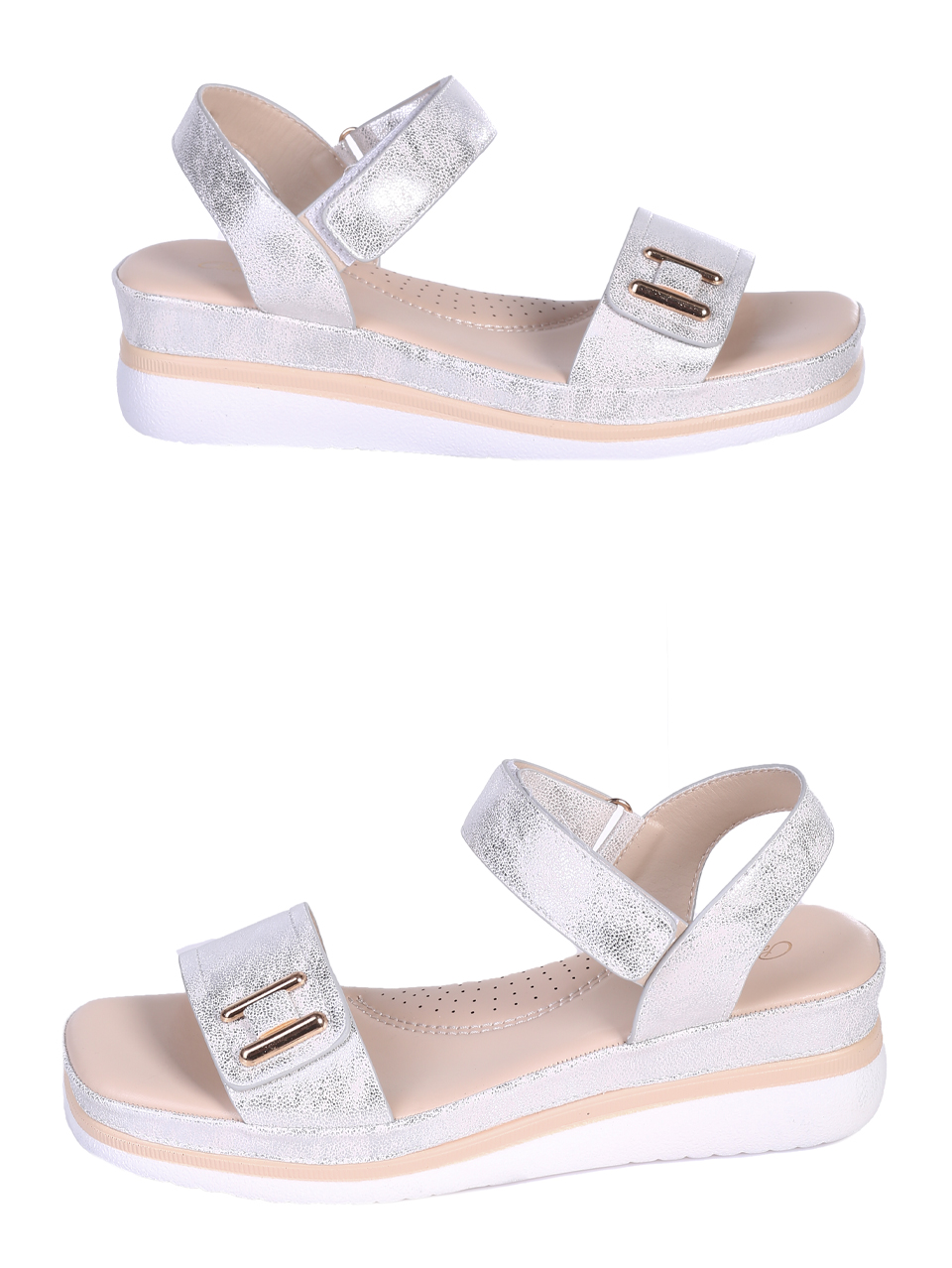 Ежедневни дамски сандали в бял/сребрист цвят 4H-25161 white/silver