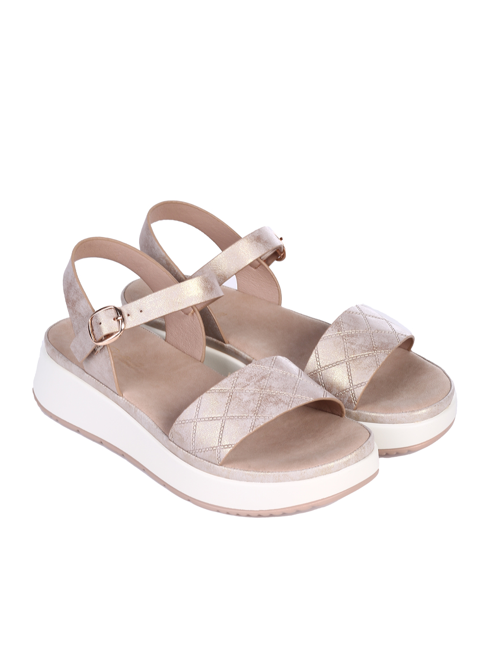 Ежедневни дамски сандали в бежов/златист цвят 4H-25165 beige