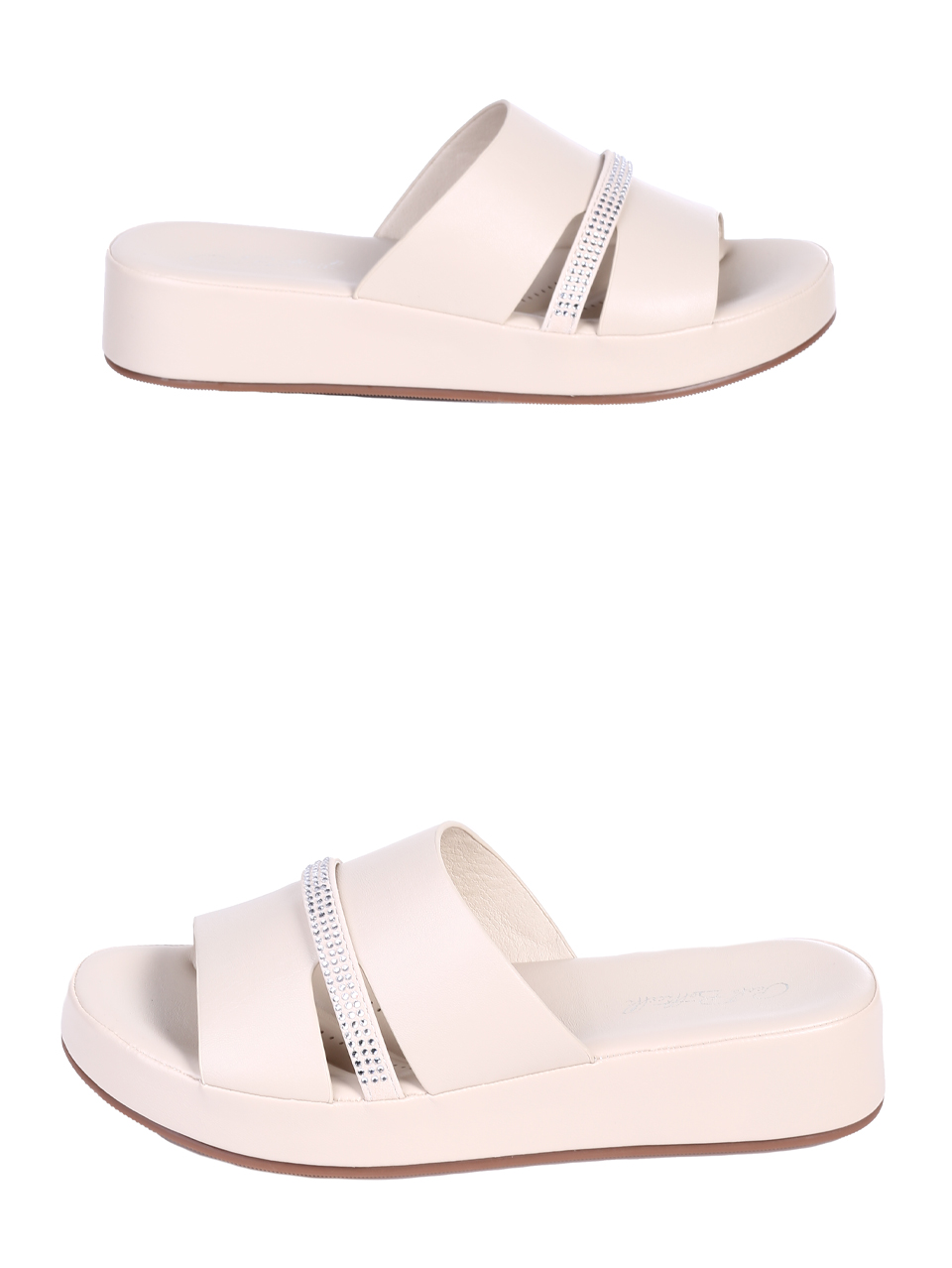 Ежедневни дамски чехли в бежово 5H-25169 off white