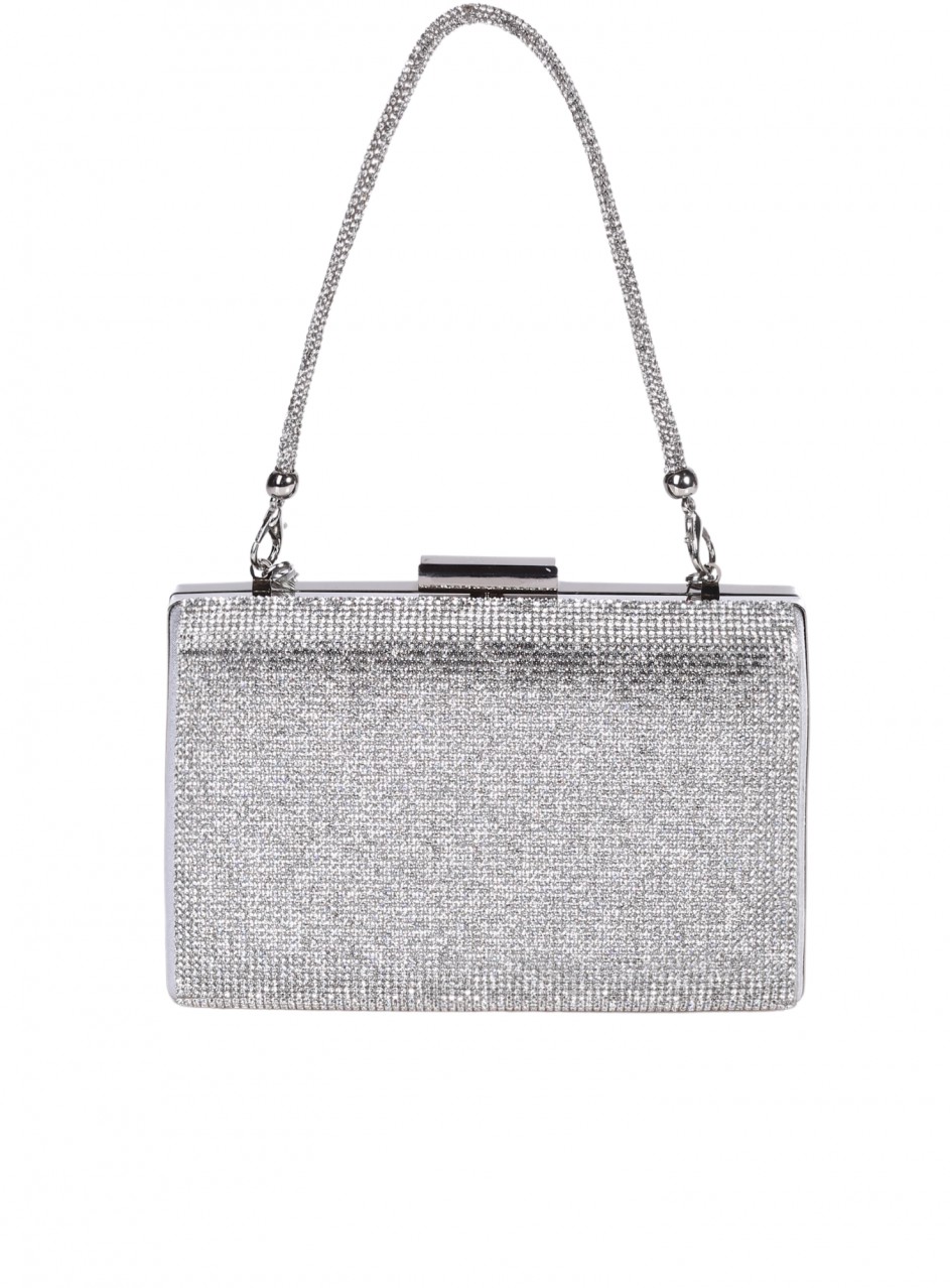 Елегантна дамска чанта, тип клъч, в сребристо 9AG-25237 silver