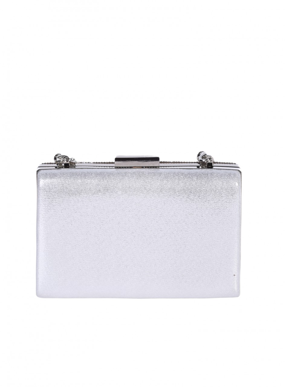 Елегантна дамска чанта, тип клъч, в сребристо 9AG-25237 silver