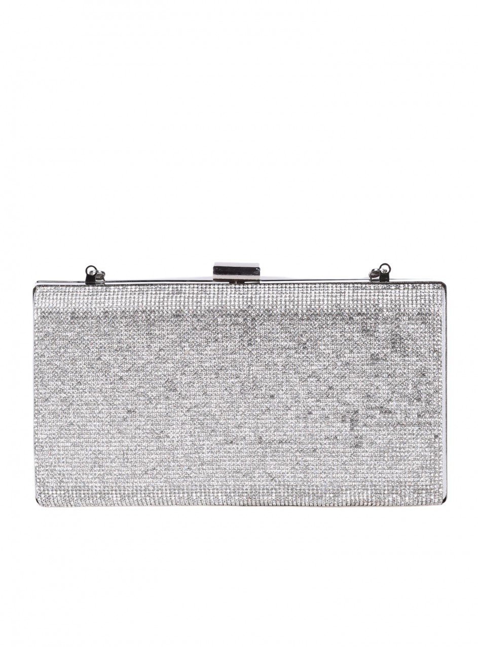 Елегантна дамска чанта, тип клъч, в сребристо 9AG-25243 silver
