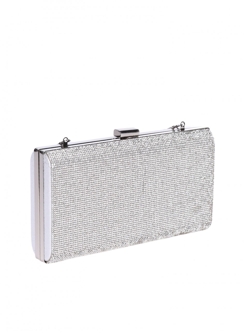 Елегантна дамска чанта, тип клъч, в сребристо 9AG-25243 silver