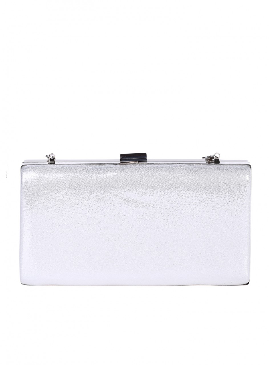 Елегантна дамска чанта, тип клъч, в сребристо 9AG-25243 silver