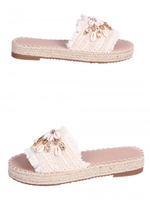 Ежедневни дамски чехли в бежово 5U-25137 beige (24085)
