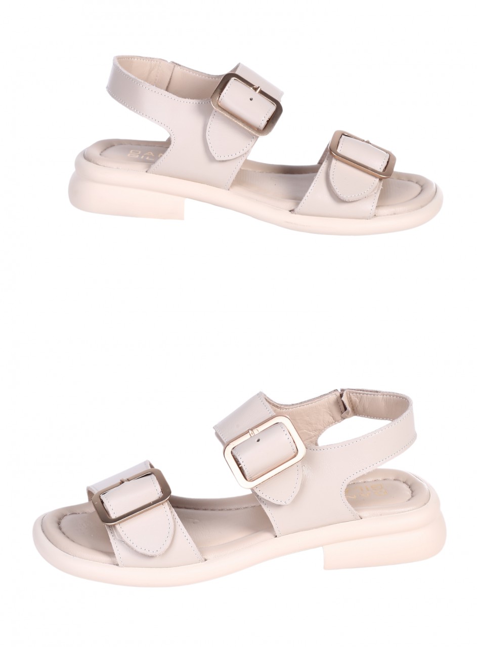 Ежедневни дамски сандали от естествена кожа в бежово 4AT-25338 beige