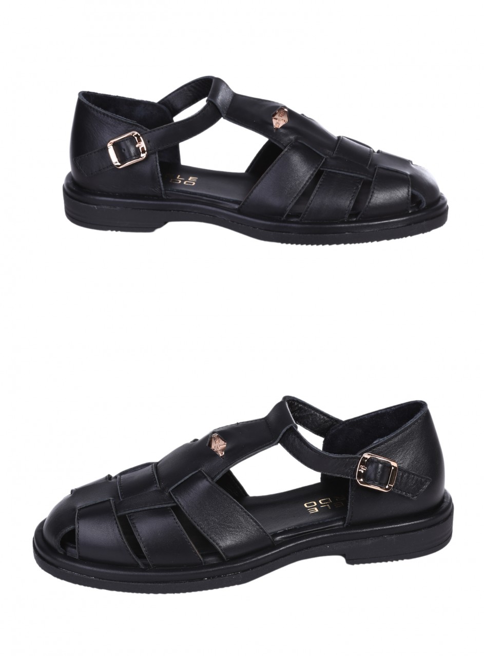 Ежедневни дамски обувки от естествена кожа в черно 3AT-25342 black leather