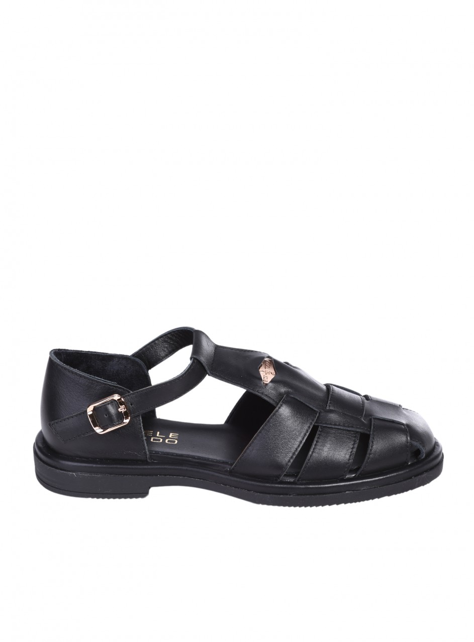 Ежедневни дамски обувки от естествена кожа в черно 3AT-25342 black leather