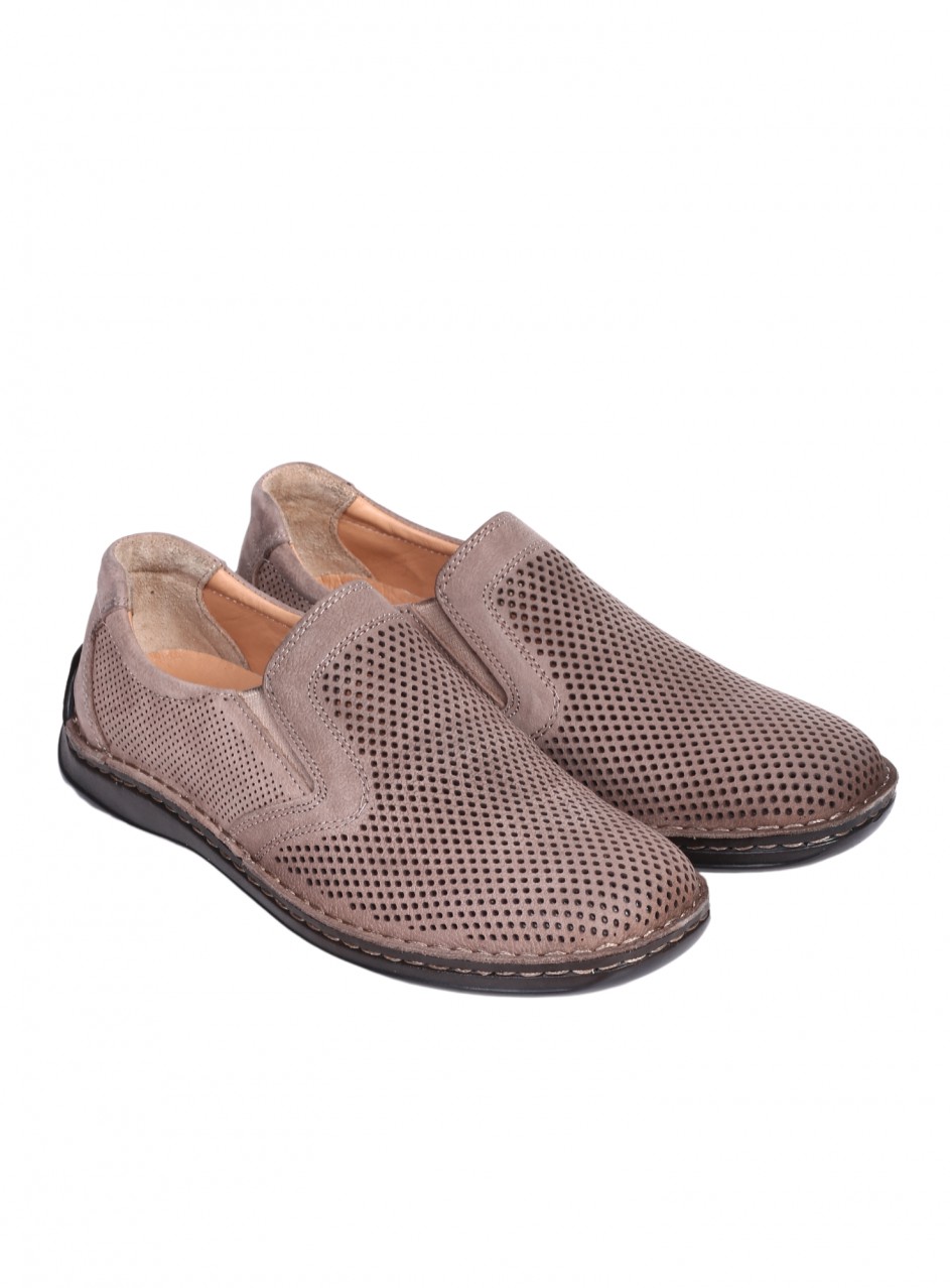 Ежедневни мъжки обувки от естествен набук в бежово 7AT-25391 beige