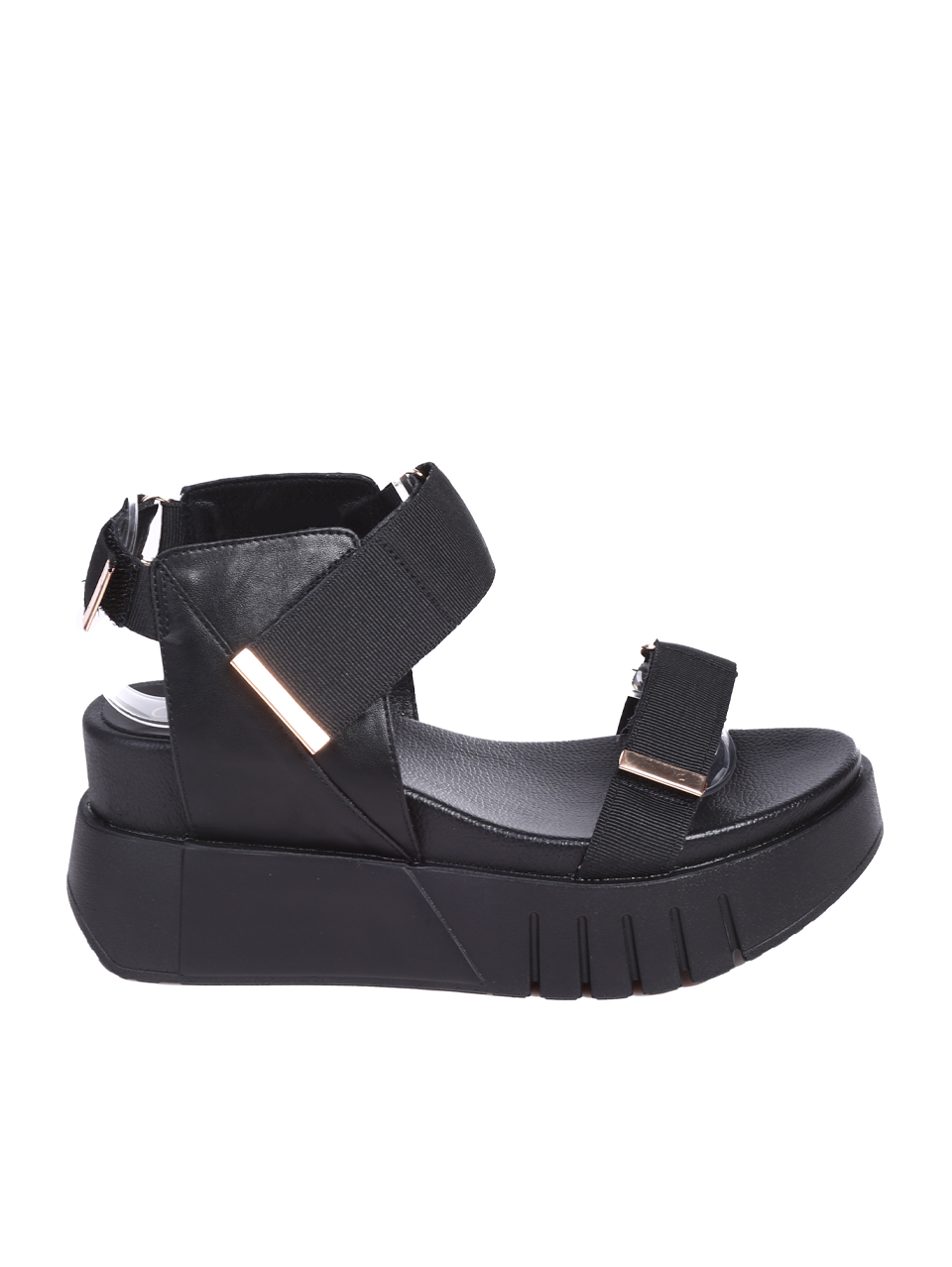 Ежедневни дамски сандали, на платформа, в черно 4H-25149 black