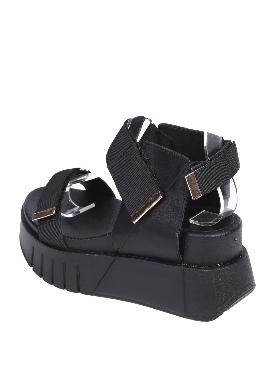 Ежедневни дамски сандали, на платформа, в черно 4H-25149 black