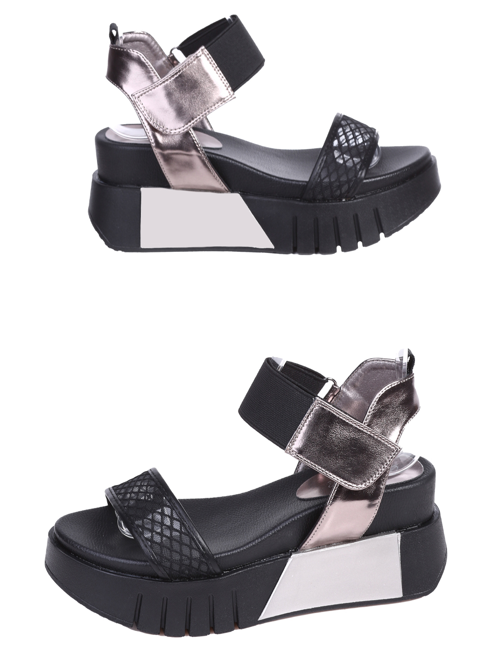 Ежедневни дамски сандали, на платформа, в черно 4H-25150 black