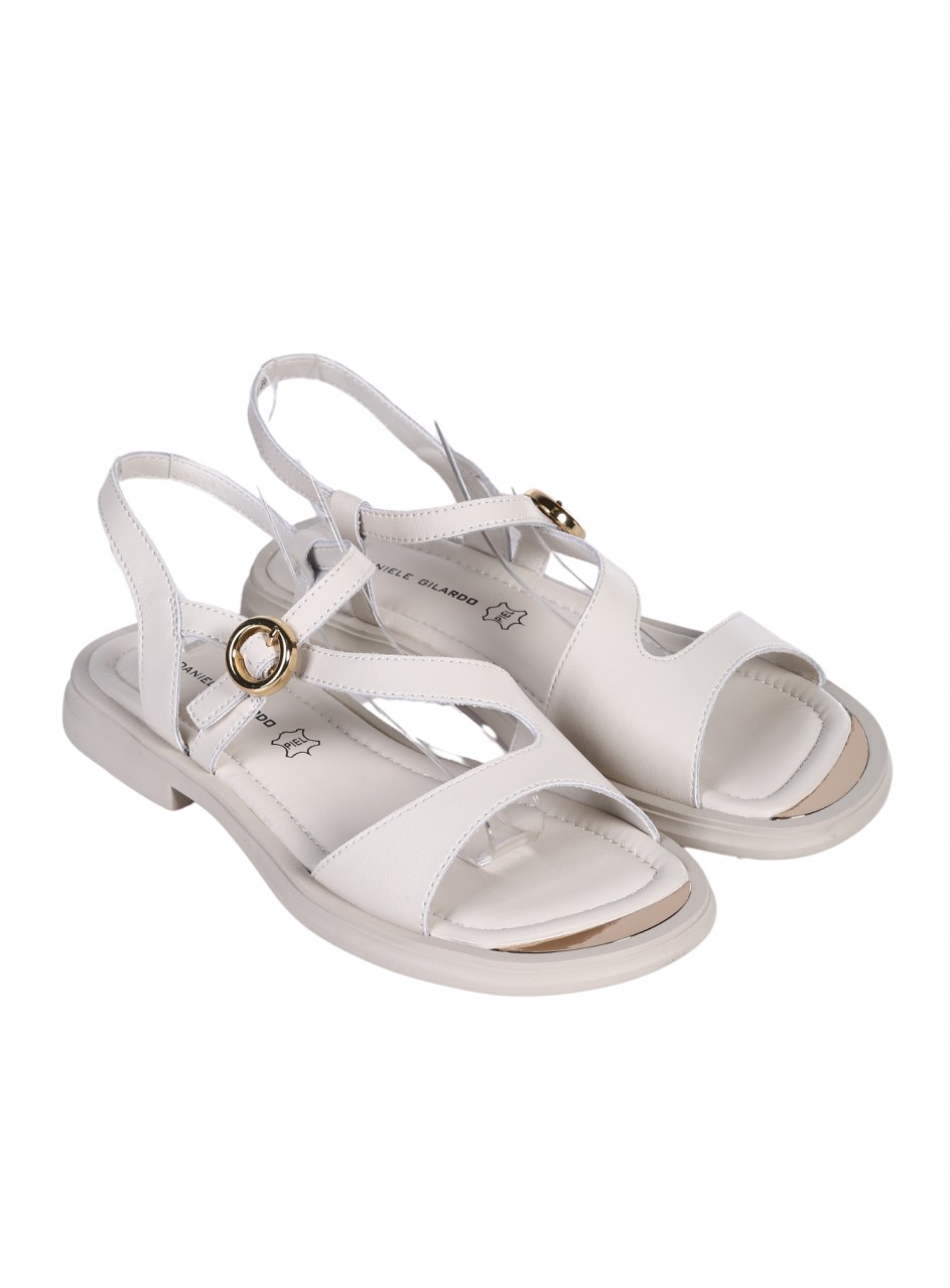 Ежедневни дамски сандали от естествена кожа в бежово 4AF-25069 beige