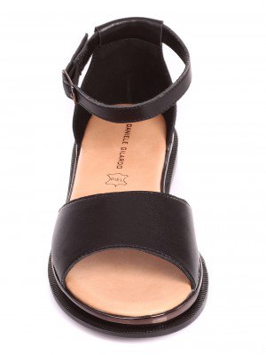 Ежедневни дамски сандали от естествена кожа в черно 4AF-25074 black (24175)