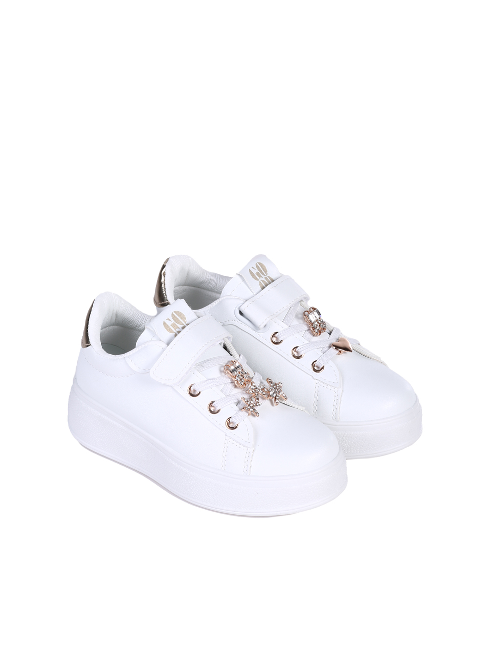 Ежедневни детски обувки в бял/златист цвят  18U-25148 white/gold
