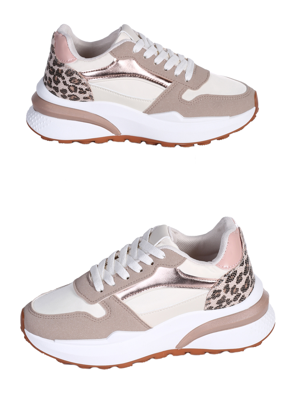 Ежедневни дамски обувки, тип кец, в бежово 3U-25202 beige