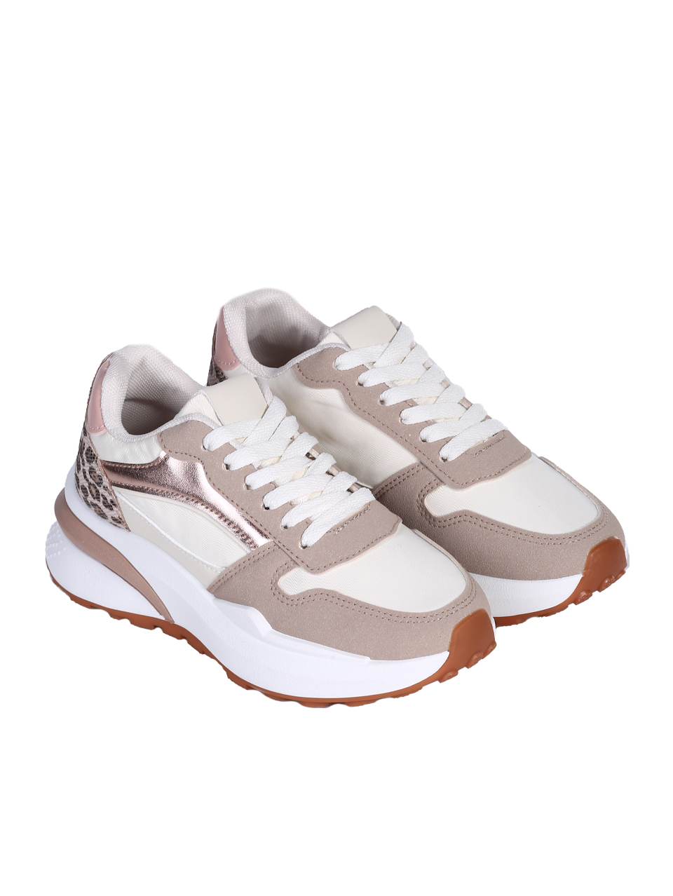 Ежедневни дамски обувки, тип кец, в бежово 3U-25202 beige