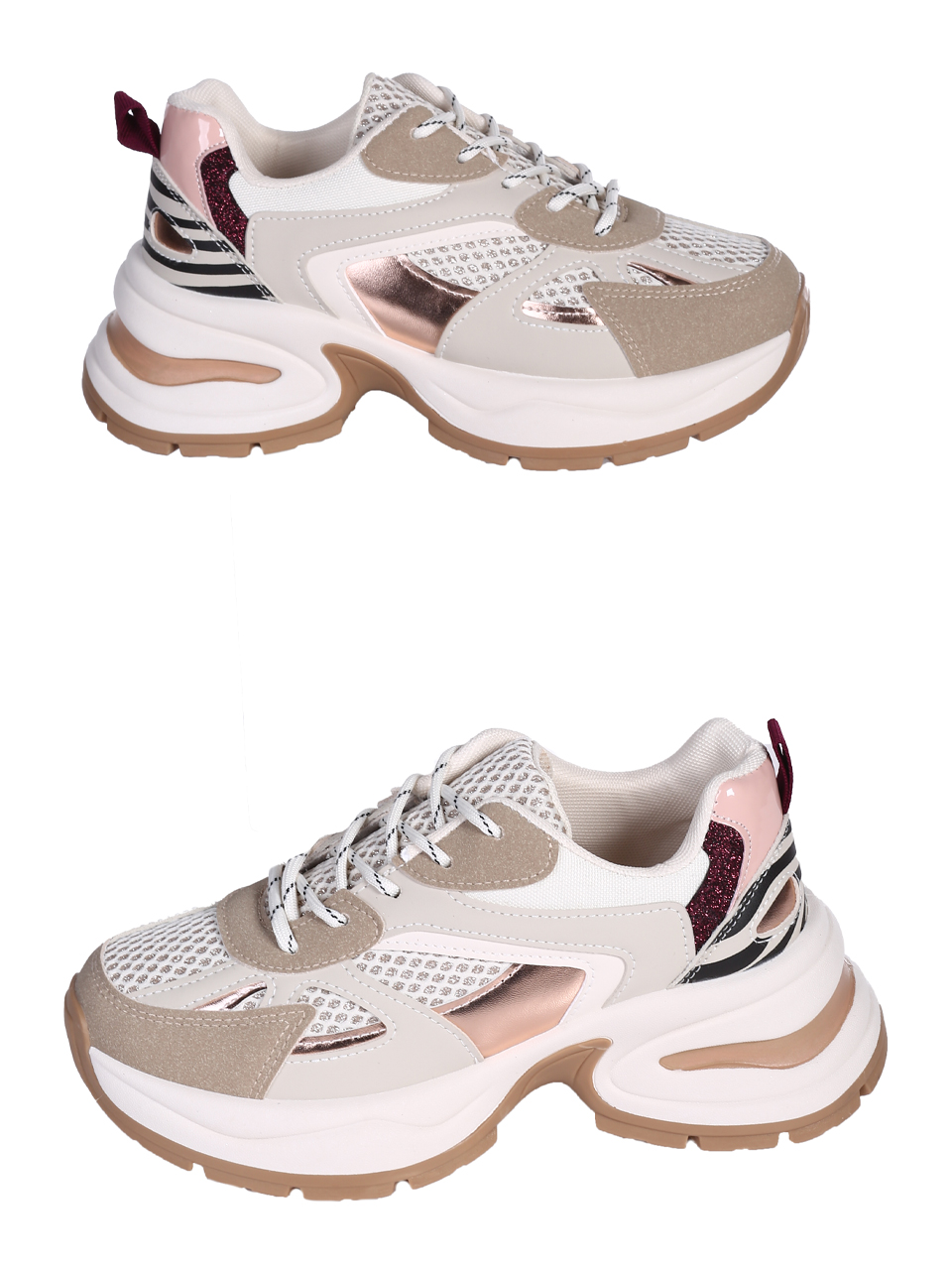 Ежедневни дамски обувки, тип кец, в бежово 3U-25203 beige