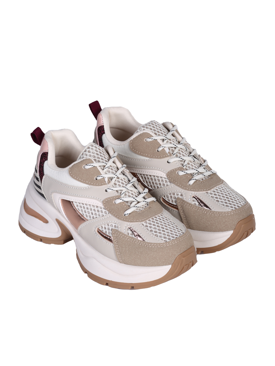 Ежедневни дамски обувки, тип кец, в бежово 3U-25203 beige