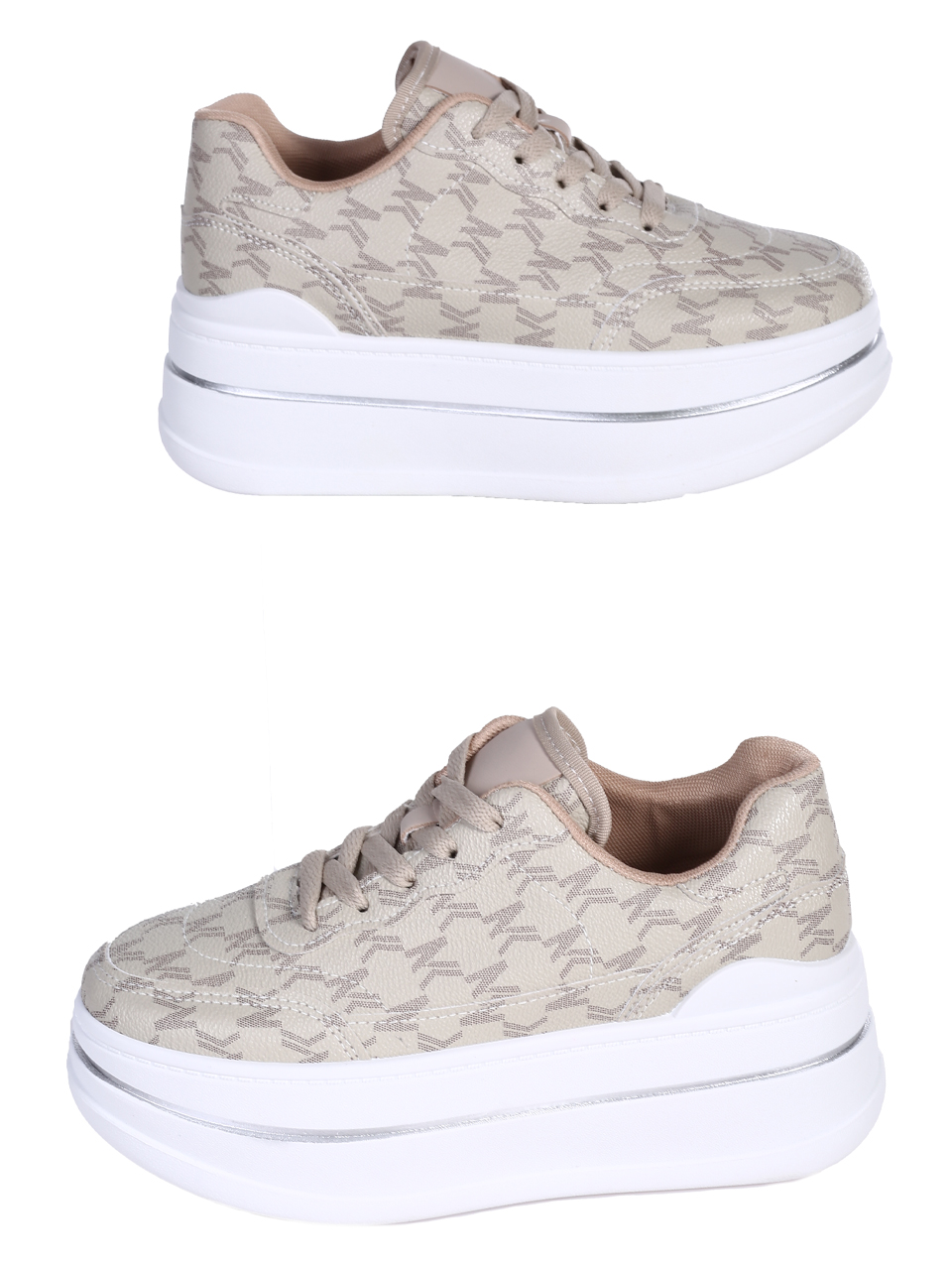Ежедневни дамски обувки, на платформа, в бежово 3U-25104 beige