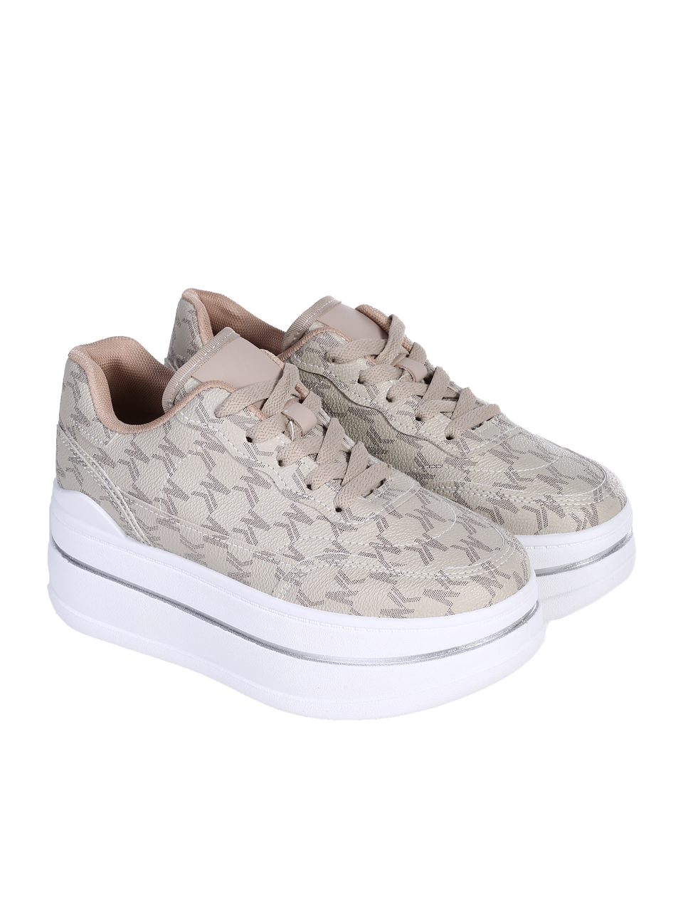Ежедневни дамски обувки, на платформа, в бежово 3U-25104 beige