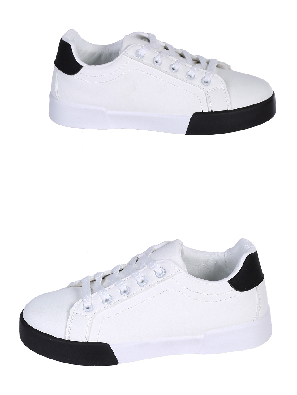 Ежедневни дамски обувки, тип кец, в бял/черен цвят 3U-25108 white/black