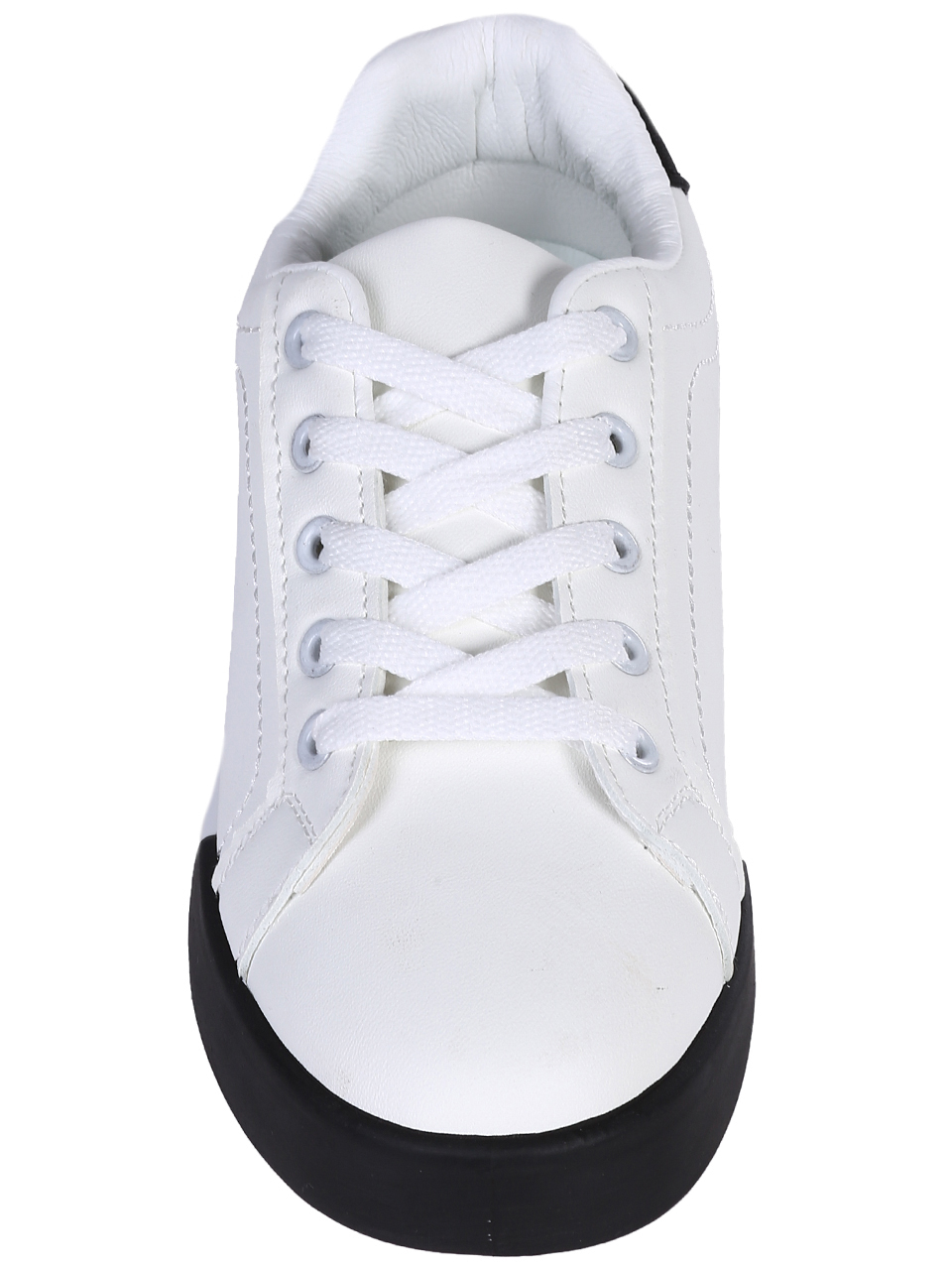 Ежедневни дамски обувки, тип кец, в бял/черен цвят 3U-25108 white/black