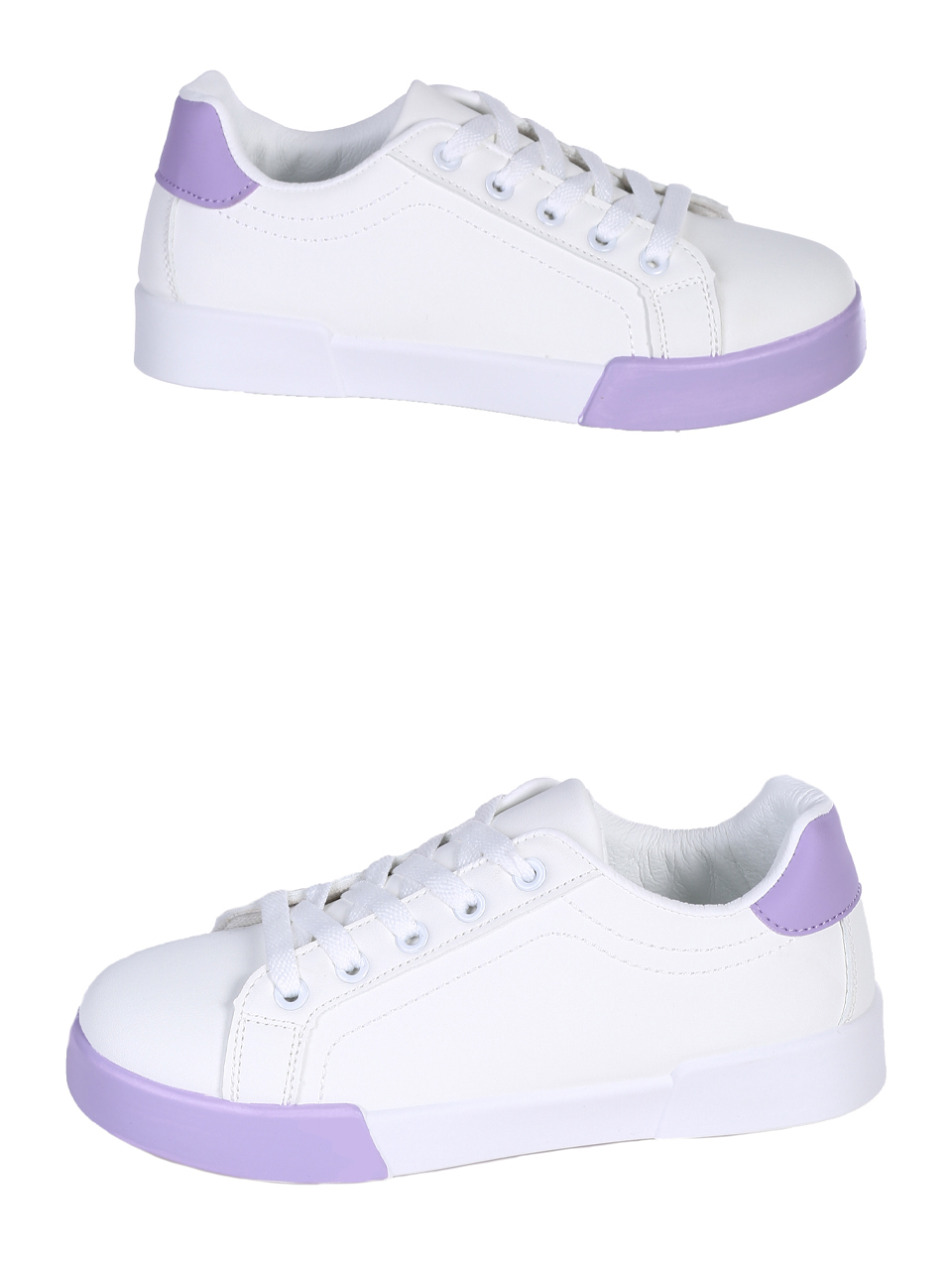 Ежедневни дамски обувки, тип кец, в бял/лилав цвят 3U-25108 white/purple