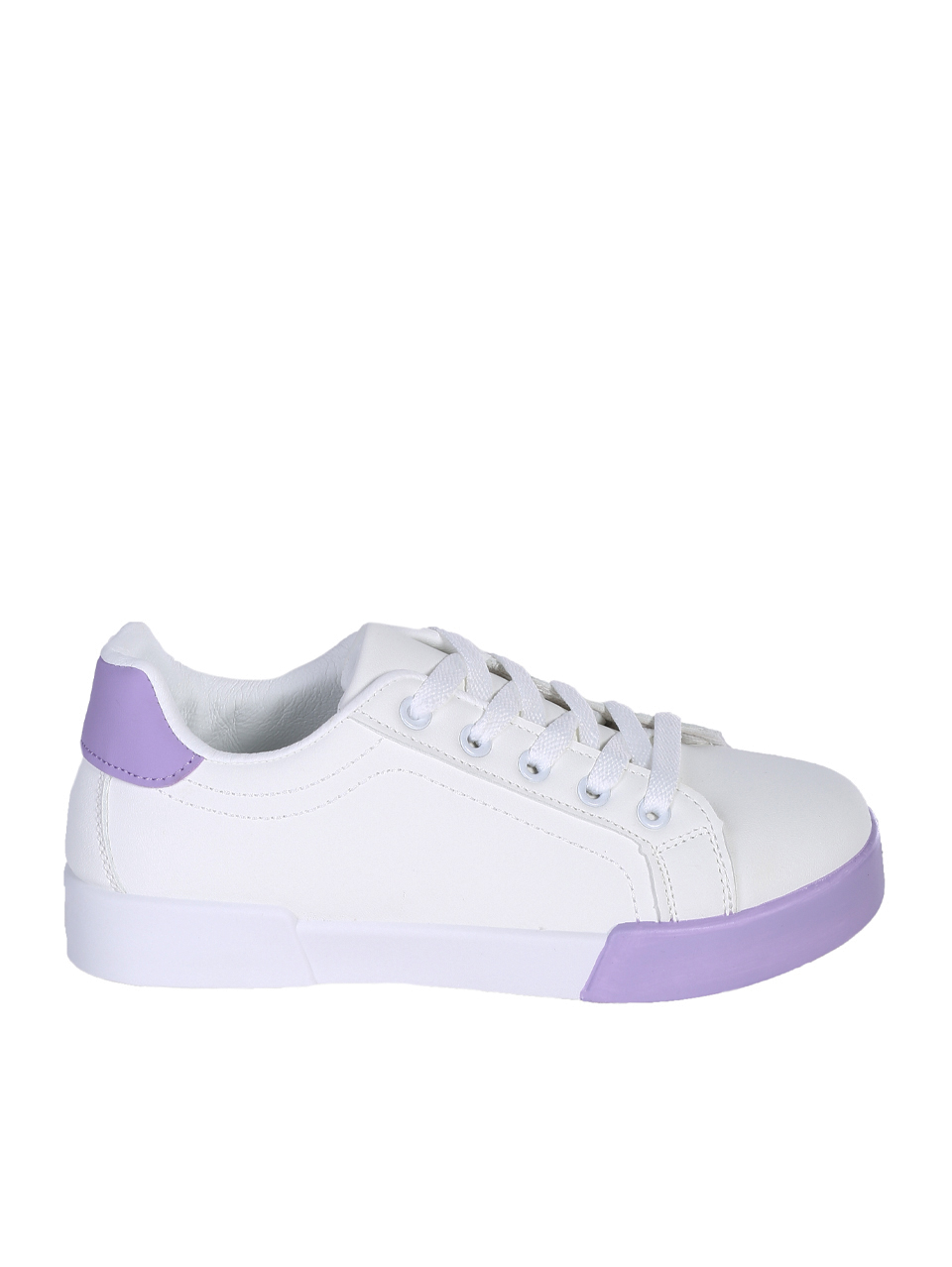 Ежедневни дамски обувки, тип кец, в бял/лилав цвят 3U-25108 white/purple