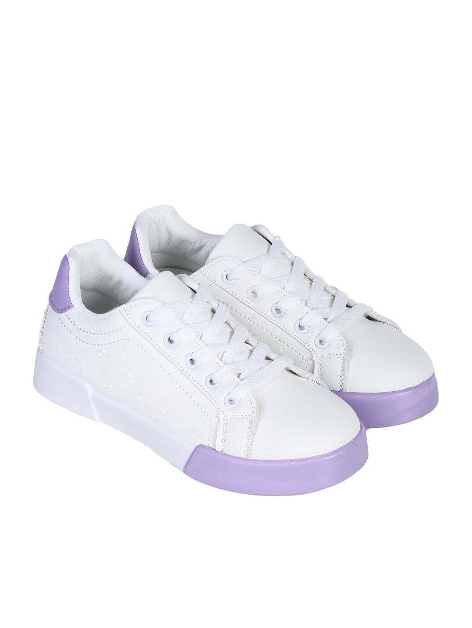 Ежедневни дамски обувки, тип кец, в бял/лилав цвят 3U-25108 white/purple