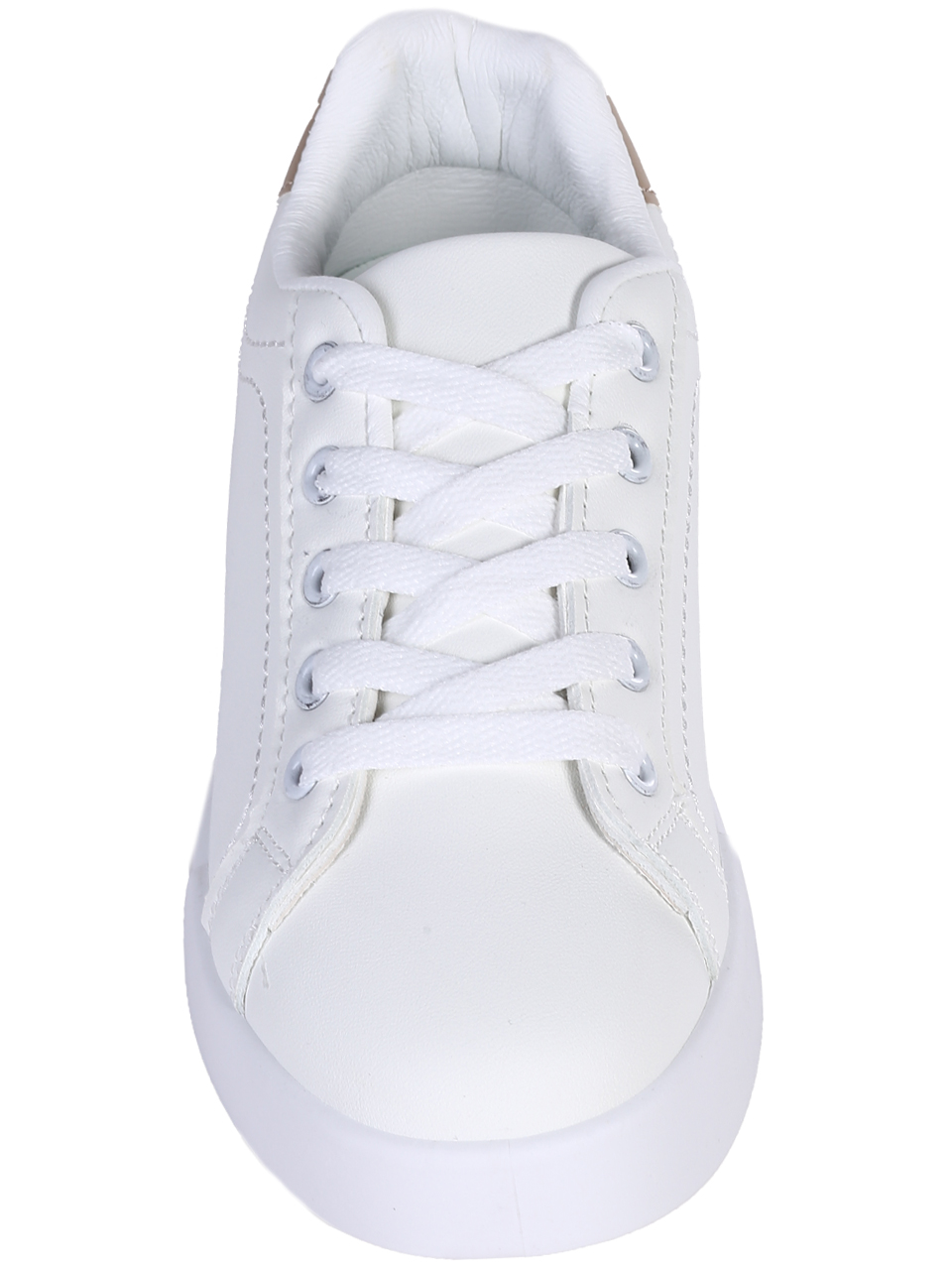 Ежедневни дамски обувки, тип кец, в бял/бежовцвят 3U-25109 white/beige