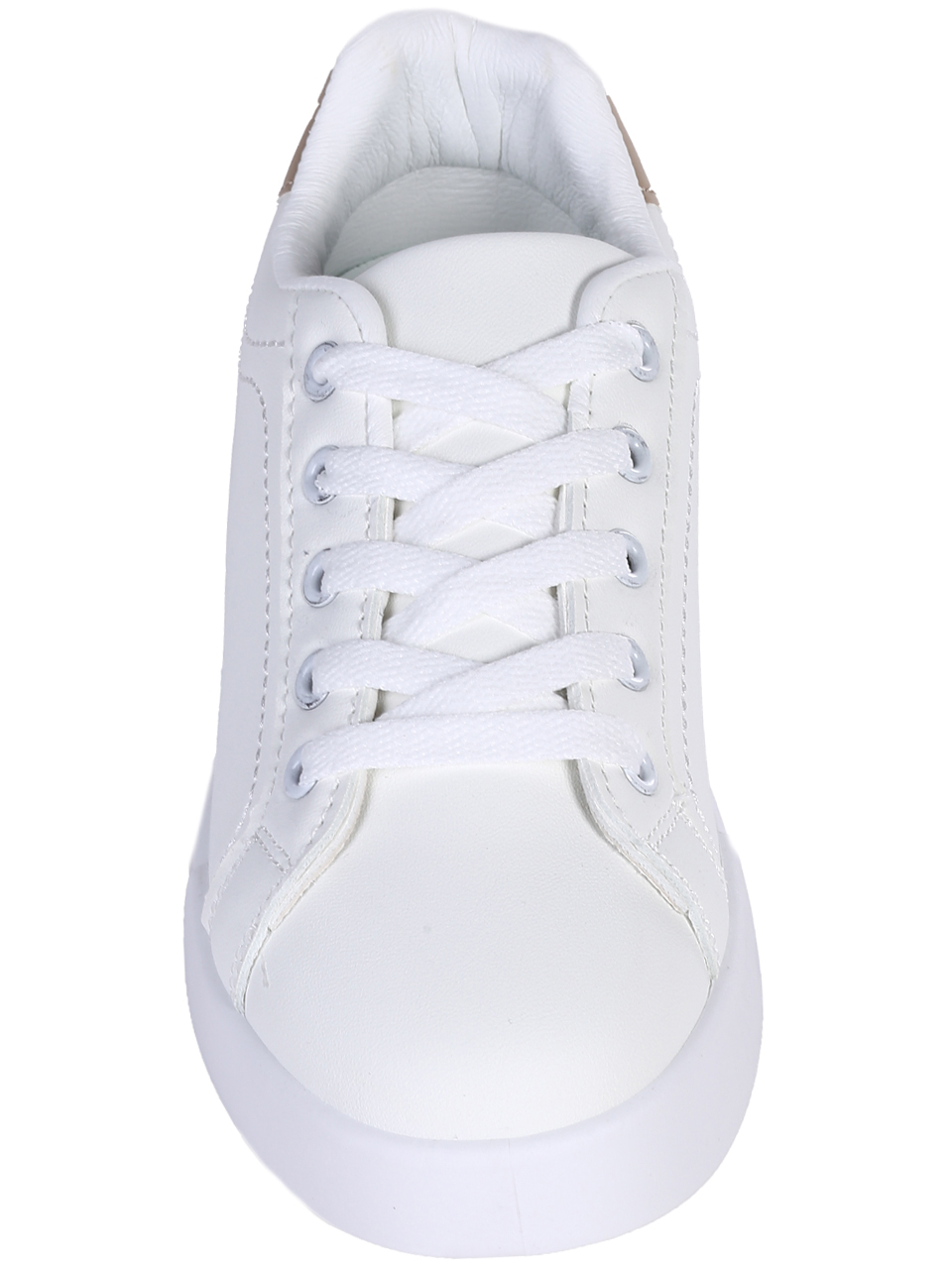 Ежедневни дамски обувки, тип кец, в бял/бежовцвят 3U-25109 white/beige