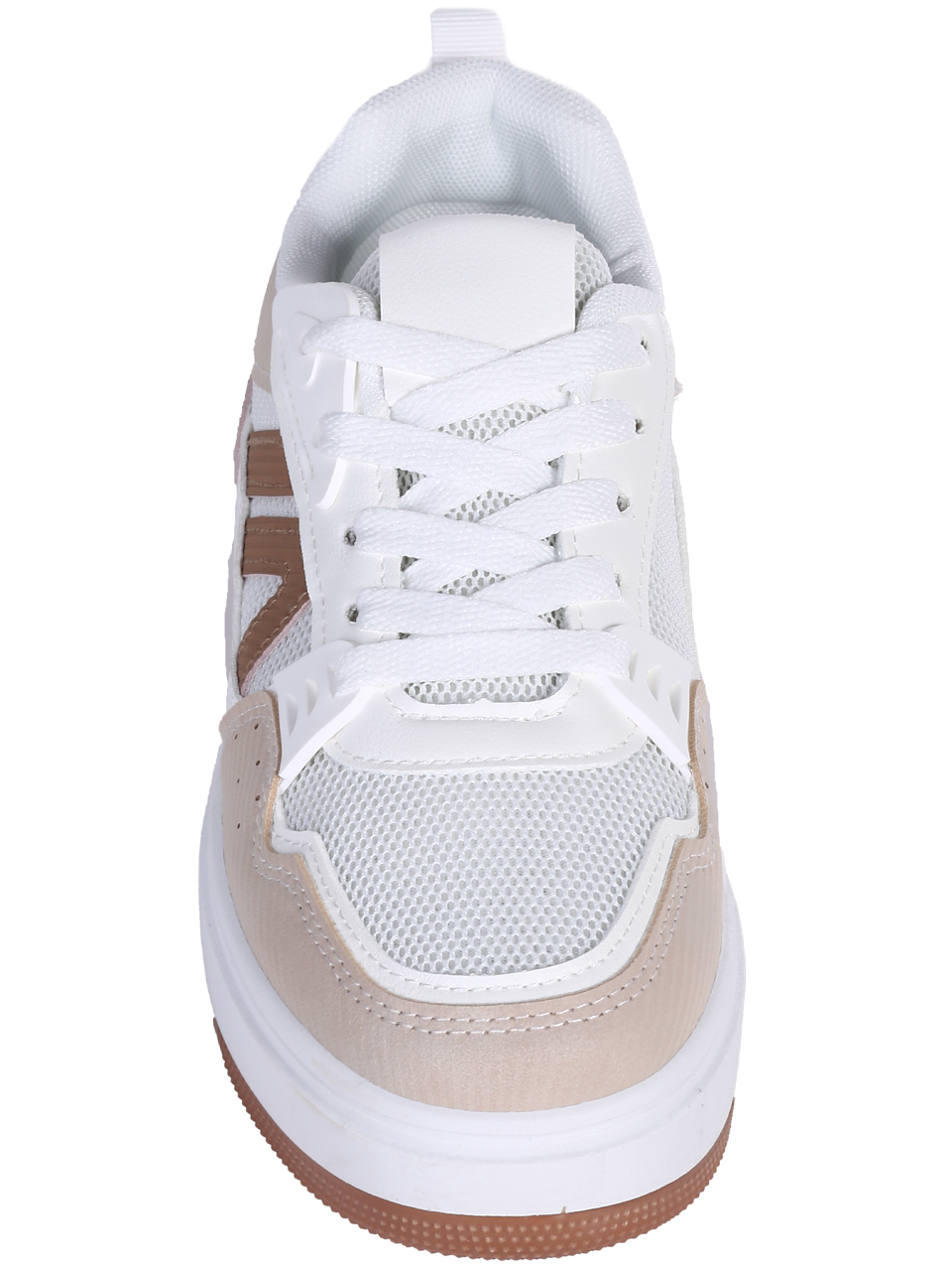 Ежедневни дамски обувки, тип кец, в бял/бежов цвят 3U-25110 beige