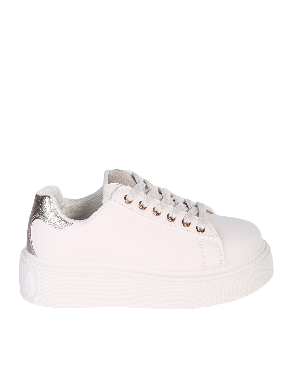 Ежедневни дамски обувки, тип кец, в бежов/златист цвят 3U-25111 beige/gold