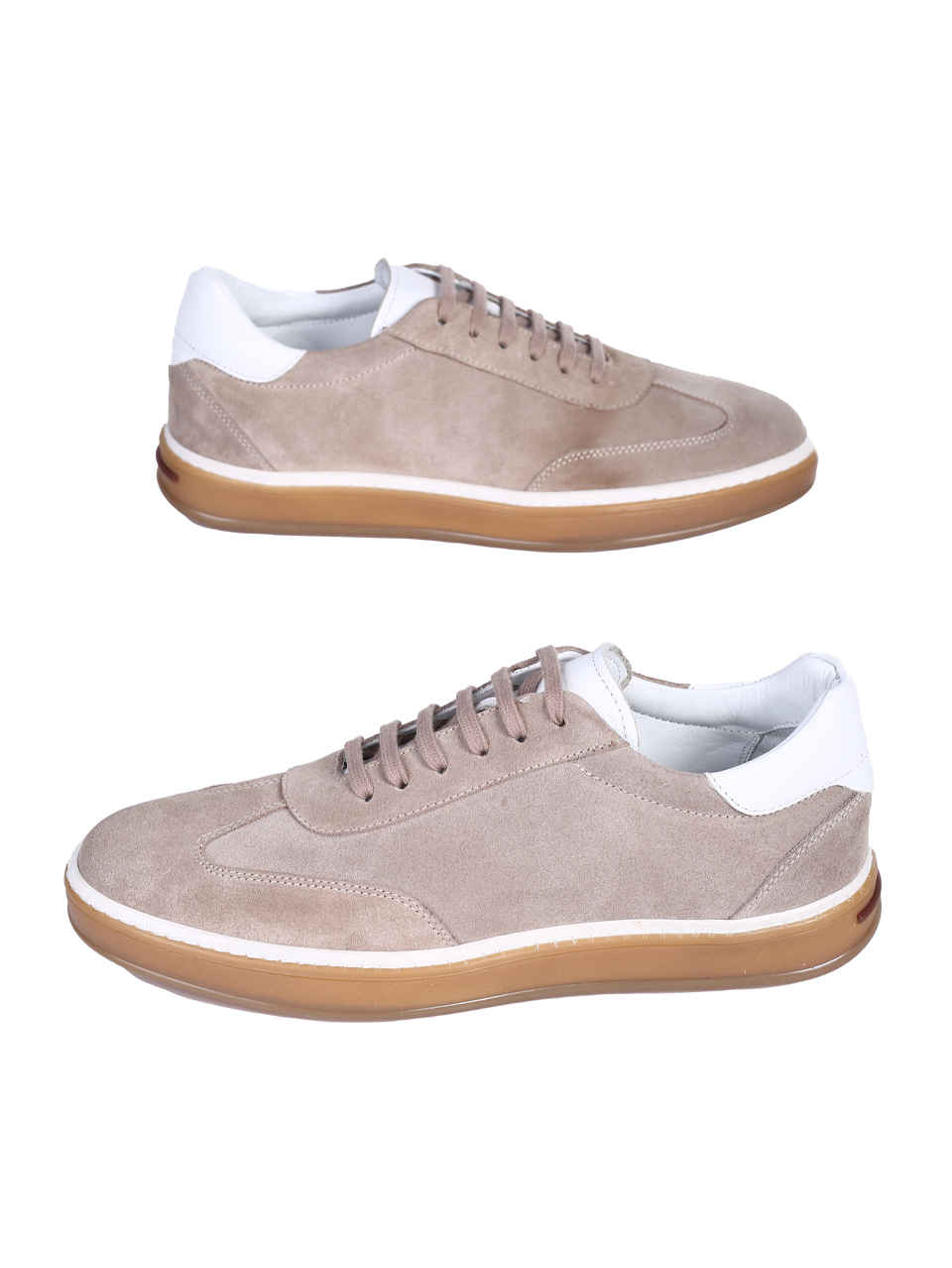 Ежедневни мъжки обувки от естествен велур и кожа в бежово 7AT-25378 beige