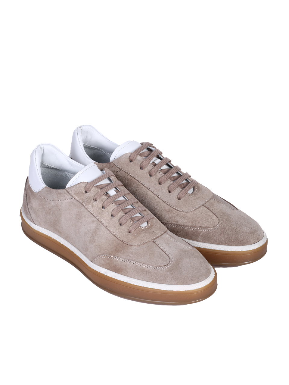 Ежедневни мъжки обувки от естествен велур и кожа в бежово 7AT-25378 beige