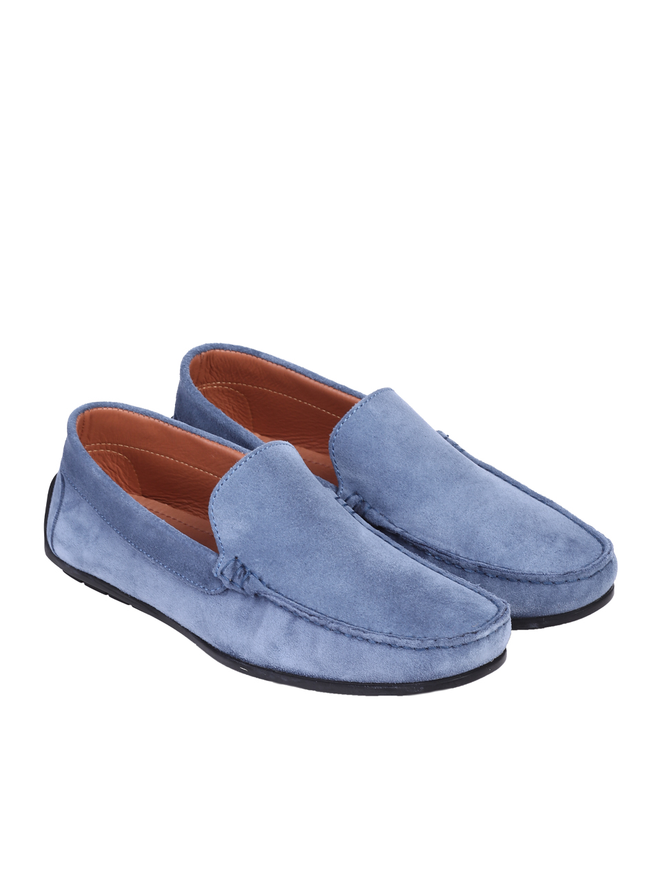 Ежедневни мъжки обувки от естествен набук в синьо 7AT-25355 denim