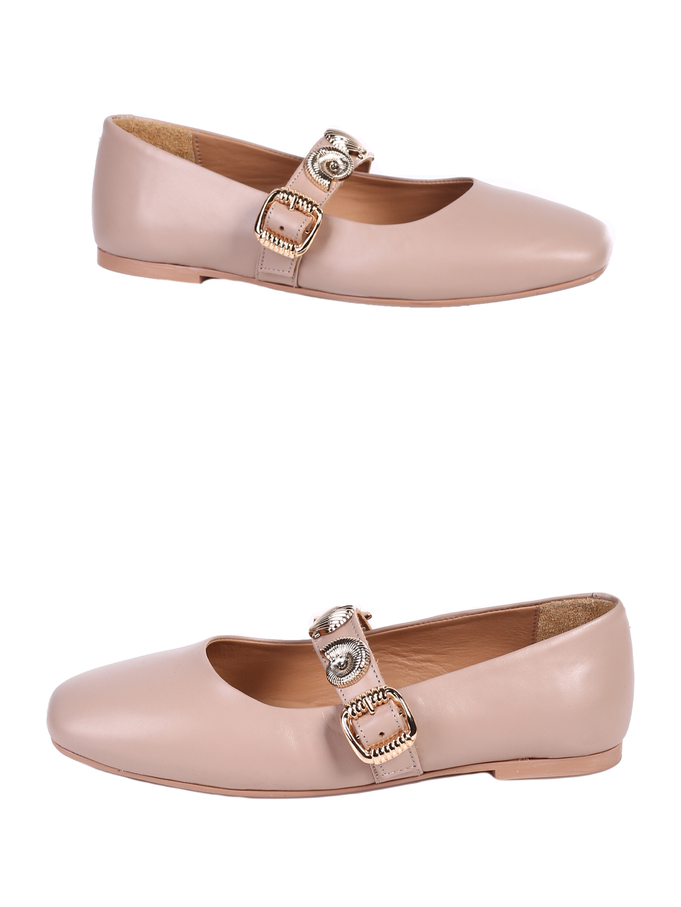 Ежедневни дамски обувки от естествена кожа в бежово 3AT-25310 beige